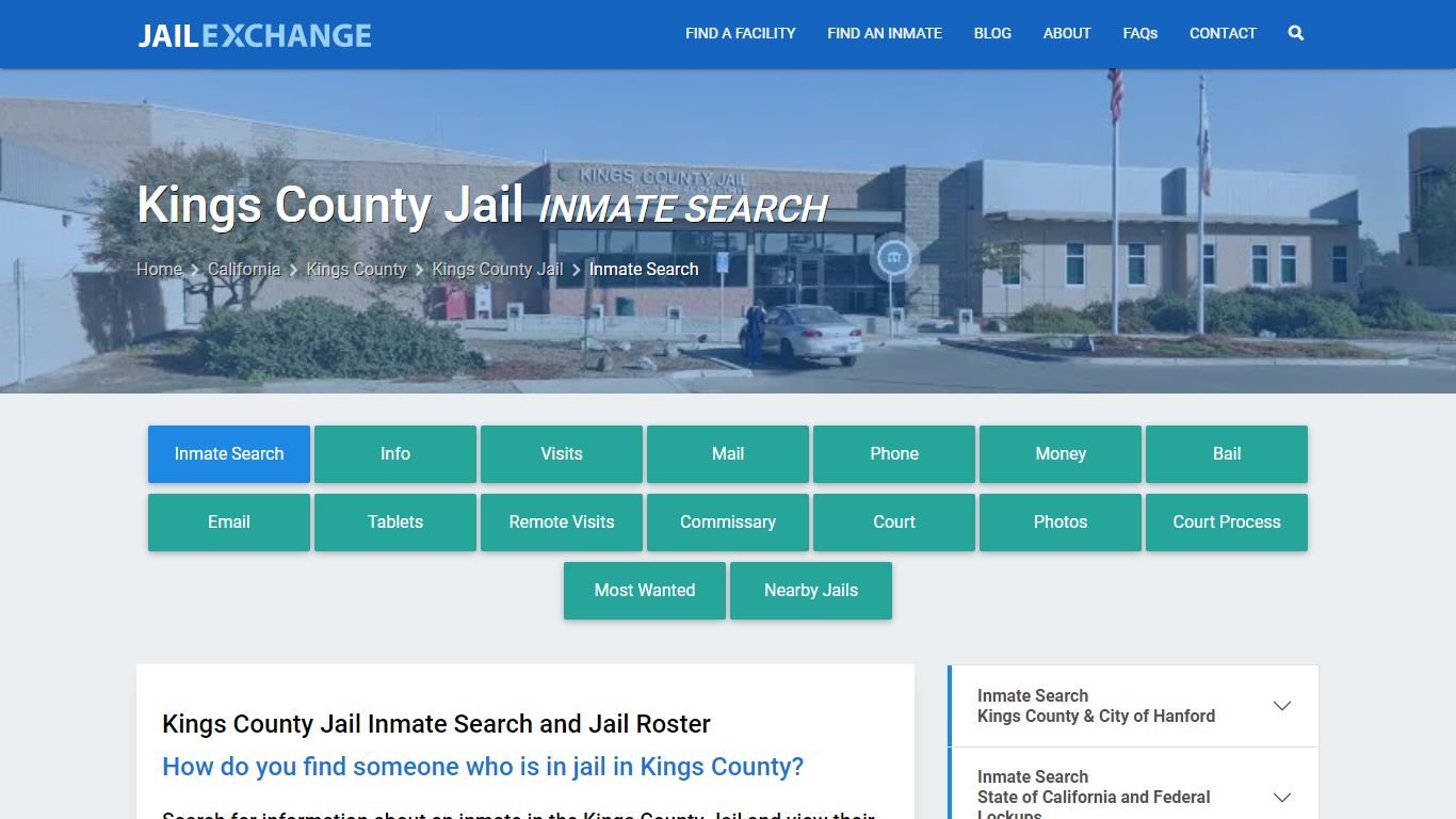 Inmate Search: Roster & Mugshots - Kings County Jail, CA - Jail Exchange
